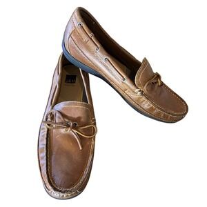 Johnston & Murphy J&M Men's 10M Brown Leather Boat Driving Moc Loafers Comfort